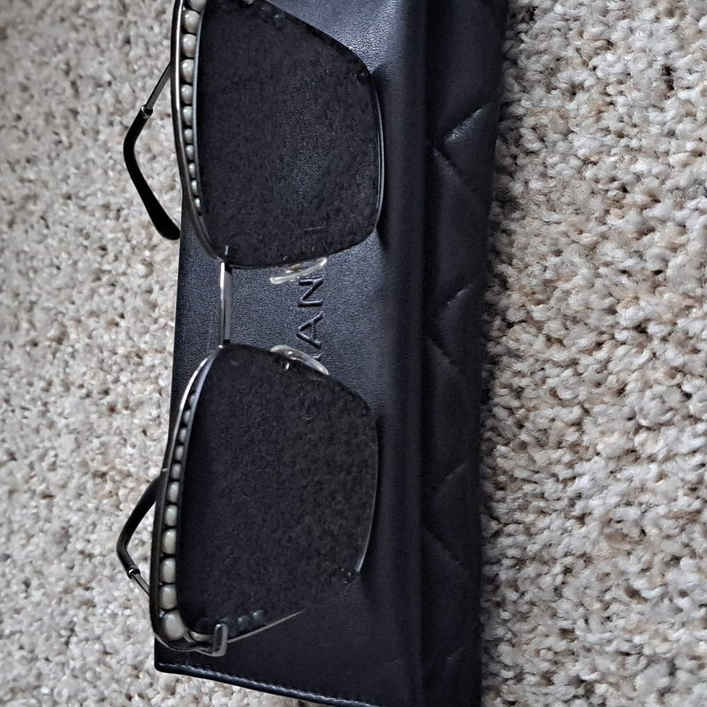 Chanel 4235-H Black Faux Pearl Square Sunglasses